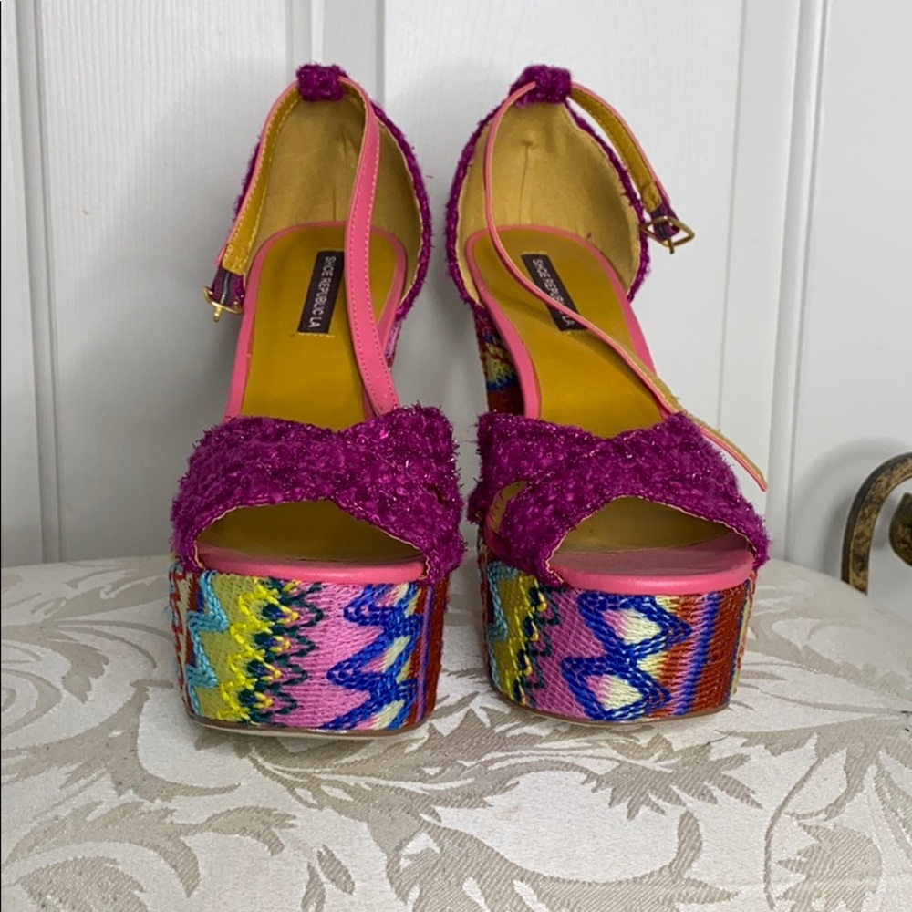Disco Multicolor Platform Heels